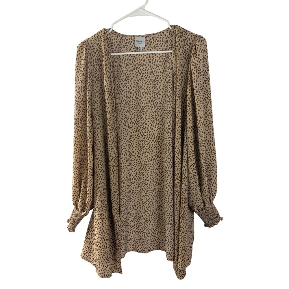 Cozy Co by Cozy Casual Cheetah Print Open Front Cardigan Smocked Cuff Medium‎